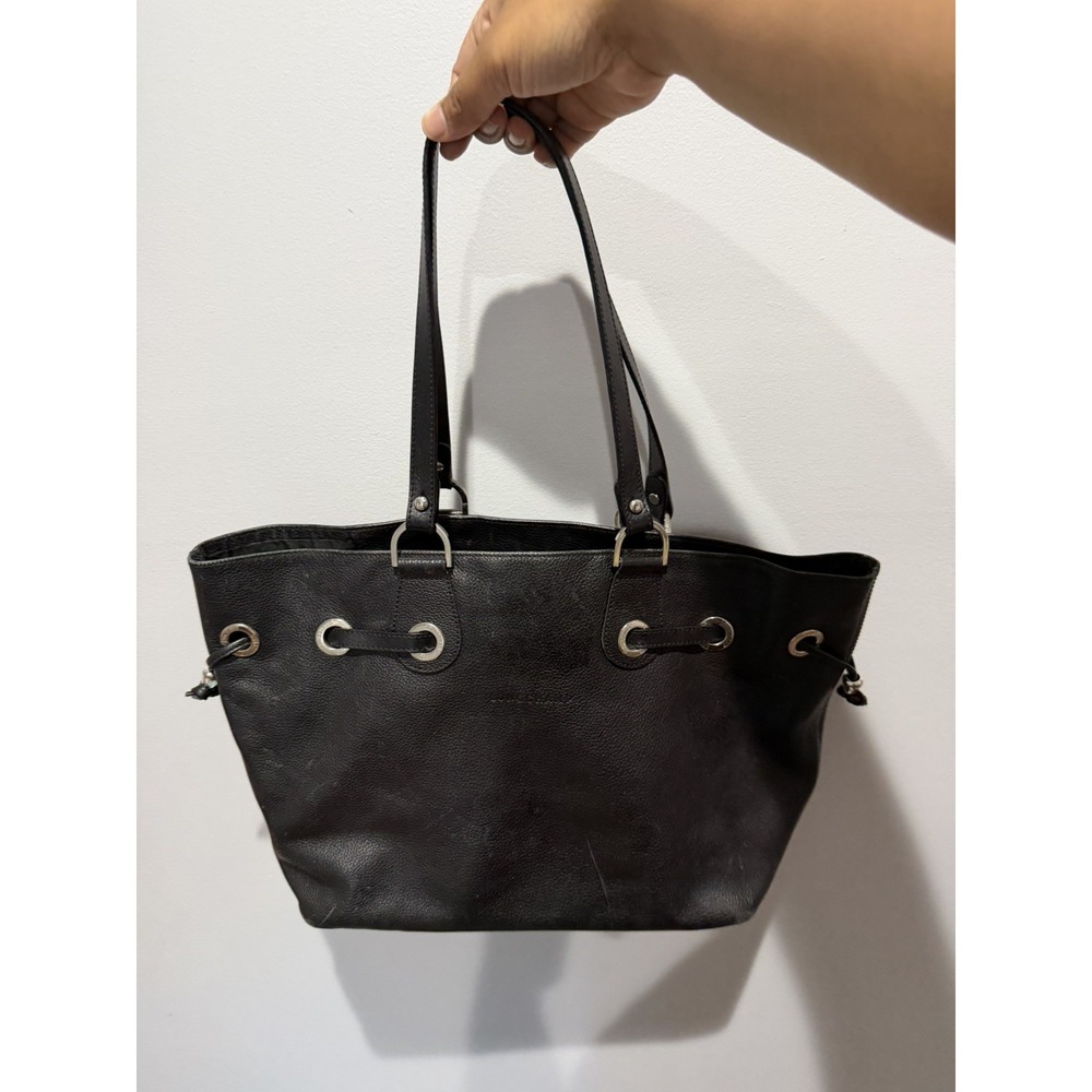Longchamp Leather Tote Black Leather Luxury Bag  18x11"‎ 10" handle drop L